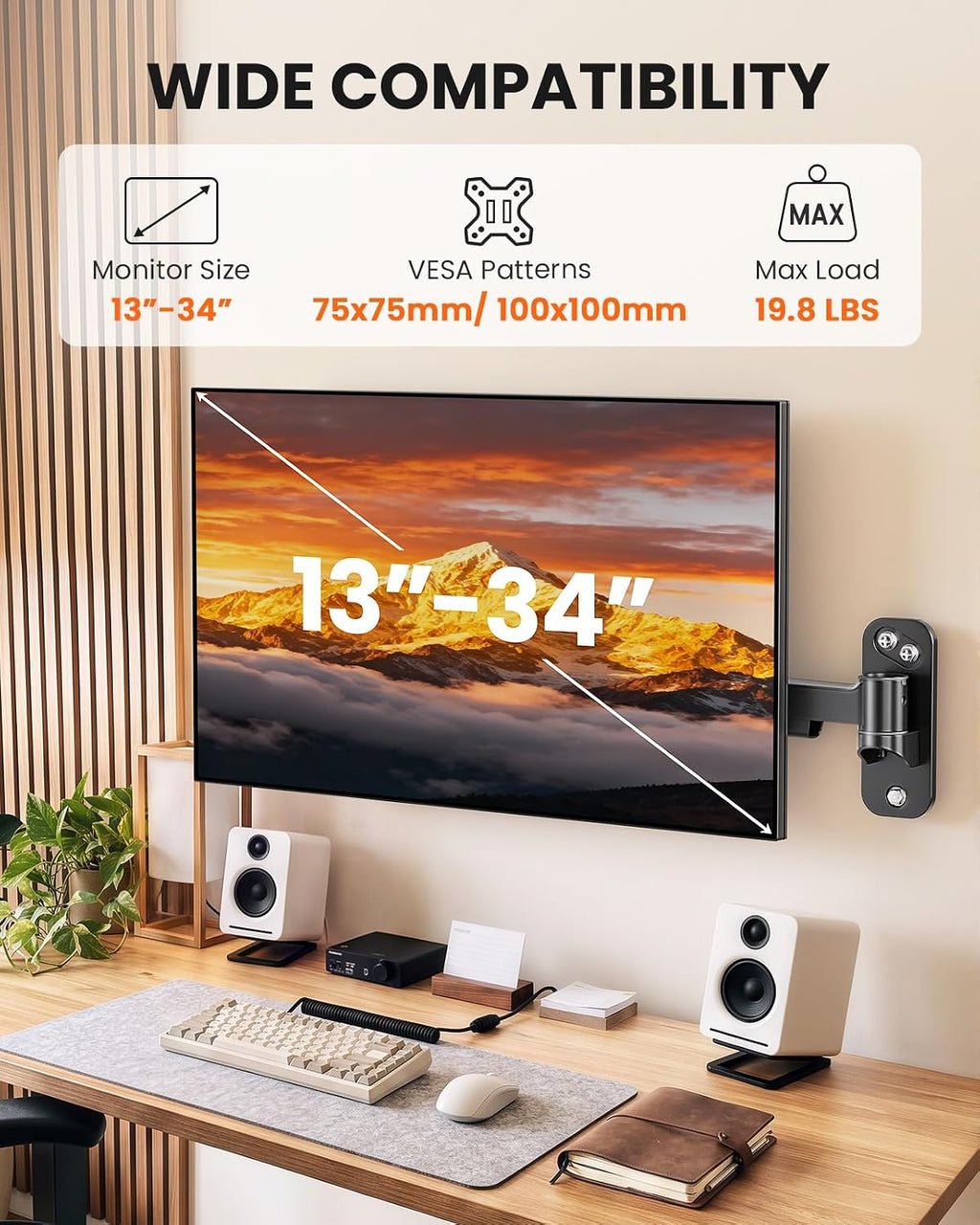 Monitor arms Black 13"-34";19.8LBS EGDMA102B-SS-CA