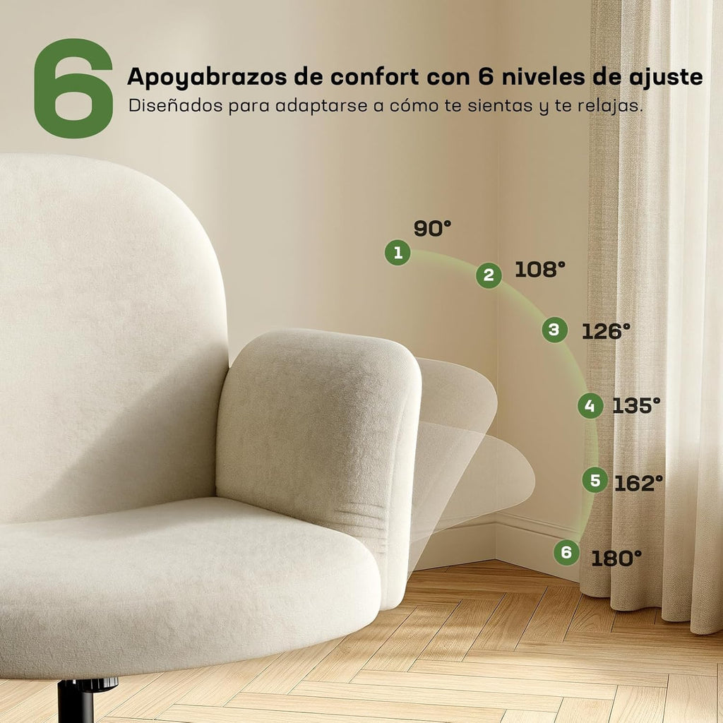 Marsail Desk Chair Crossed Legs, Folding Arms 6 Pos, Beige
