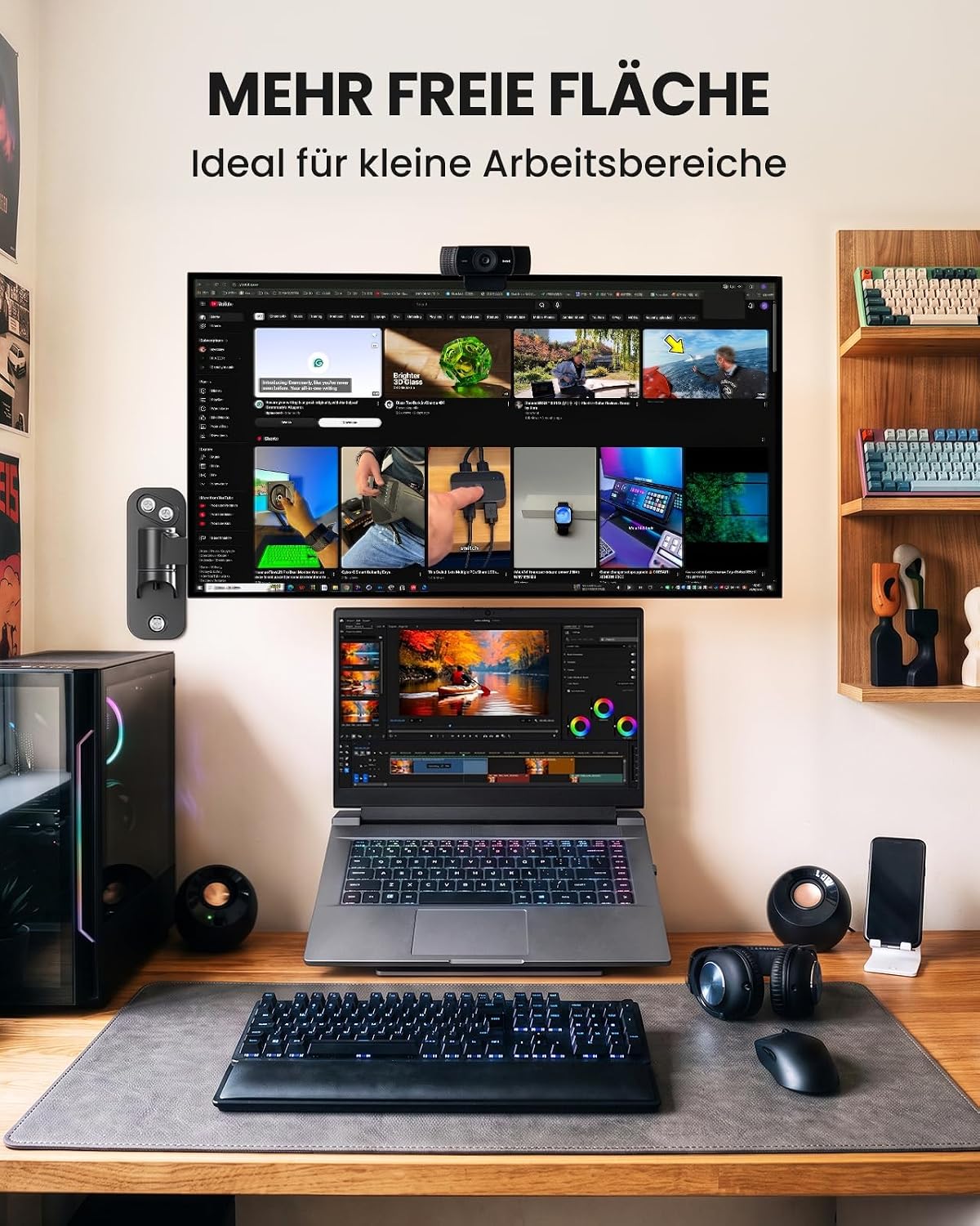 ErGear Monitor Wandhalterung 17-34" 9 kg, neigbar schwenkbar, VESA 75/100