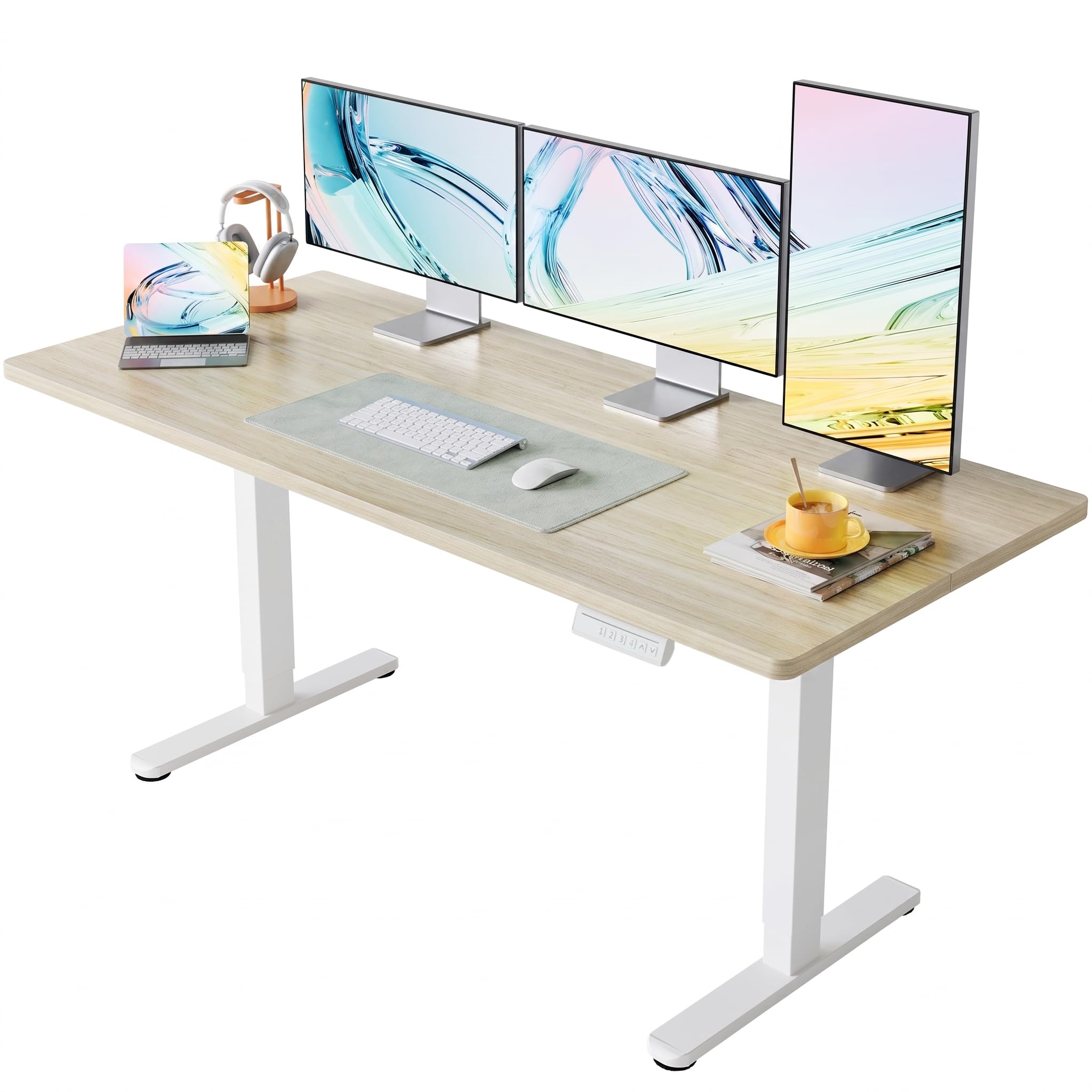 HUANUO 32" Small Electric Standing Desk Adjustable Height, 4 Memory Height Settings, Sit Stand Up Desk for Home Office & Computer Workstation, Black