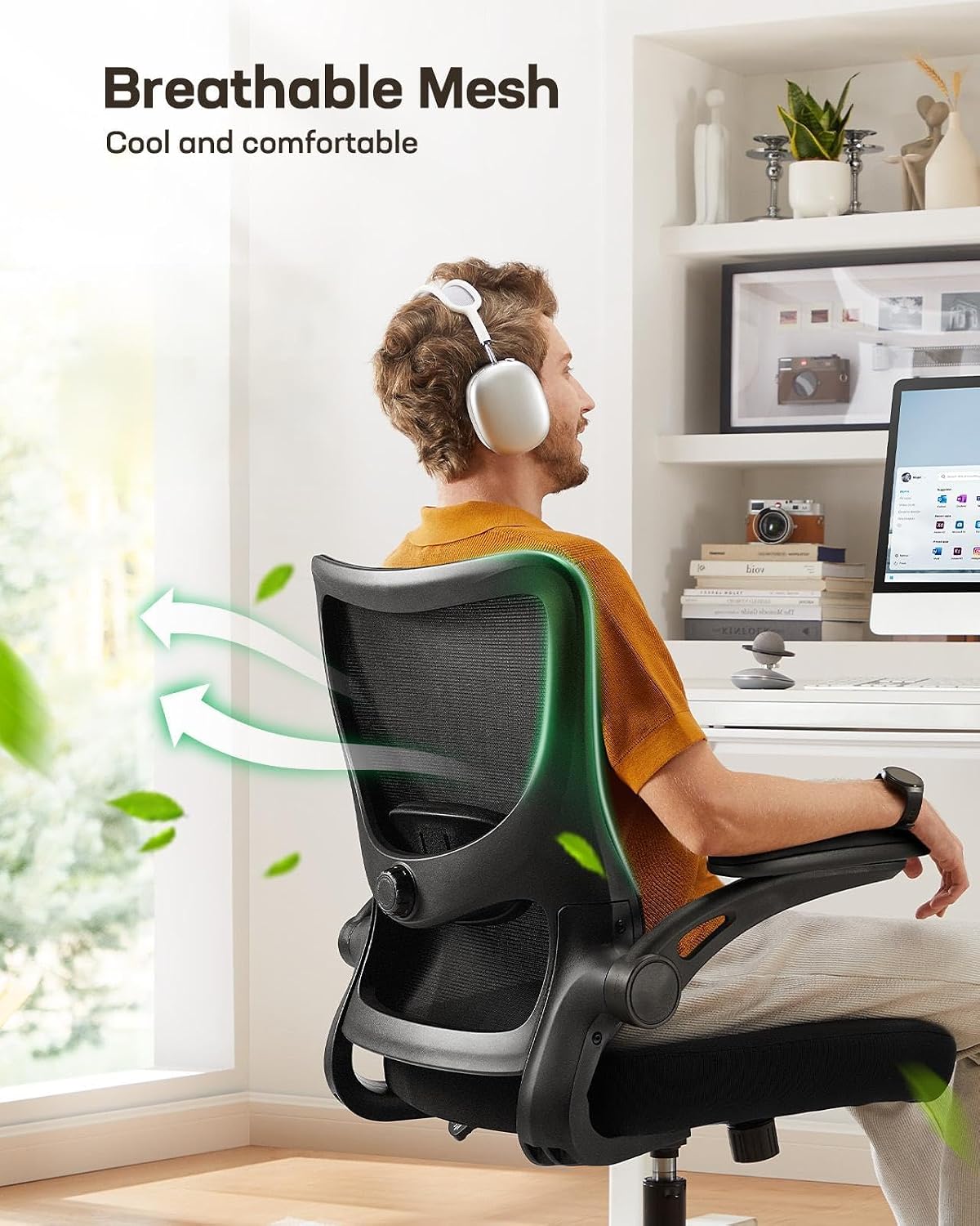 Marsail Drafting Chair, Tall Office Chair with 2D Lumbar Support, Standing Desk Chair,High Office Chair with Padded Flip-Up Armrests & Adjustable Footrest Ring, Dark
