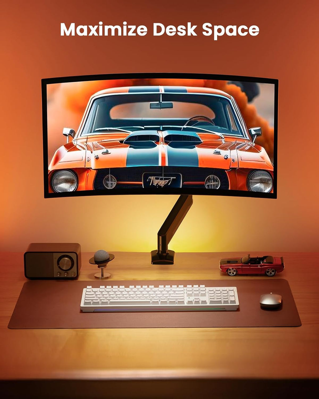 ErGear Single Monitor Arm Desk Mount for 13~34 Inches Screens, Height Adjustable Monitor Stand with Tilt, Swivel, Rotation, C-Clamp & Grommet Base, VESA 75 & 100 mm, Holds up to 10 kg Gaming