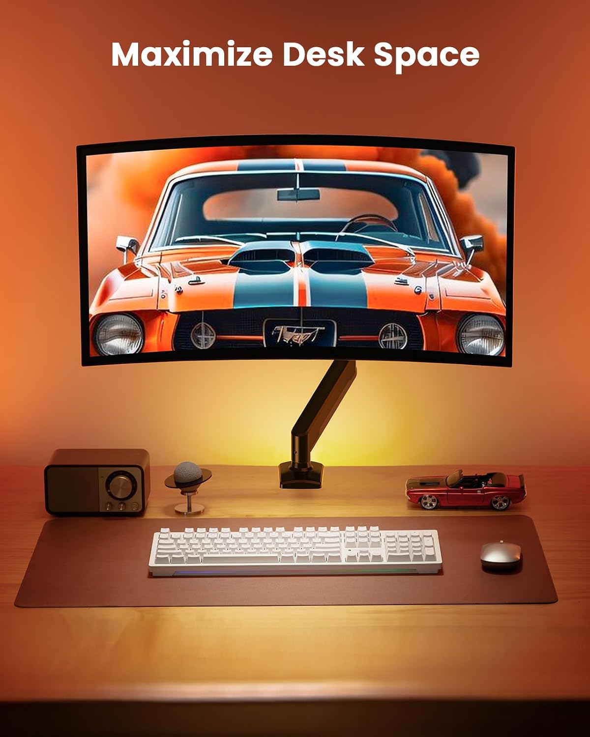 ErGear Single Monitor Arm Desk Mount for 13~34 Inches Screens, Height Adjustable Monitor Stand with Tilt, Swivel, Rotation, C-Clamp & Grommet Base, VESA 75 & 100 mm, Holds up to 10 kg Gaming