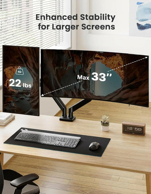 ErGear Dual Monitor Mount, Two Arms for 17"-32" Screens, Max 22 lbs Each, VESA 75/100mm, Adjustable Height, 180° Swivel, Tilt, 360° Rotation, Sturdy Steel for Office Use