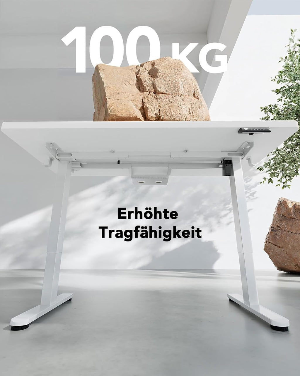 HUANUO Höhenverstellbarer Schreibtisch 140x80cm mit Ganze Tischplatte | Bürstenloser Motor, ergonomisches Stehpult, einfache Montage, für Homeoffice