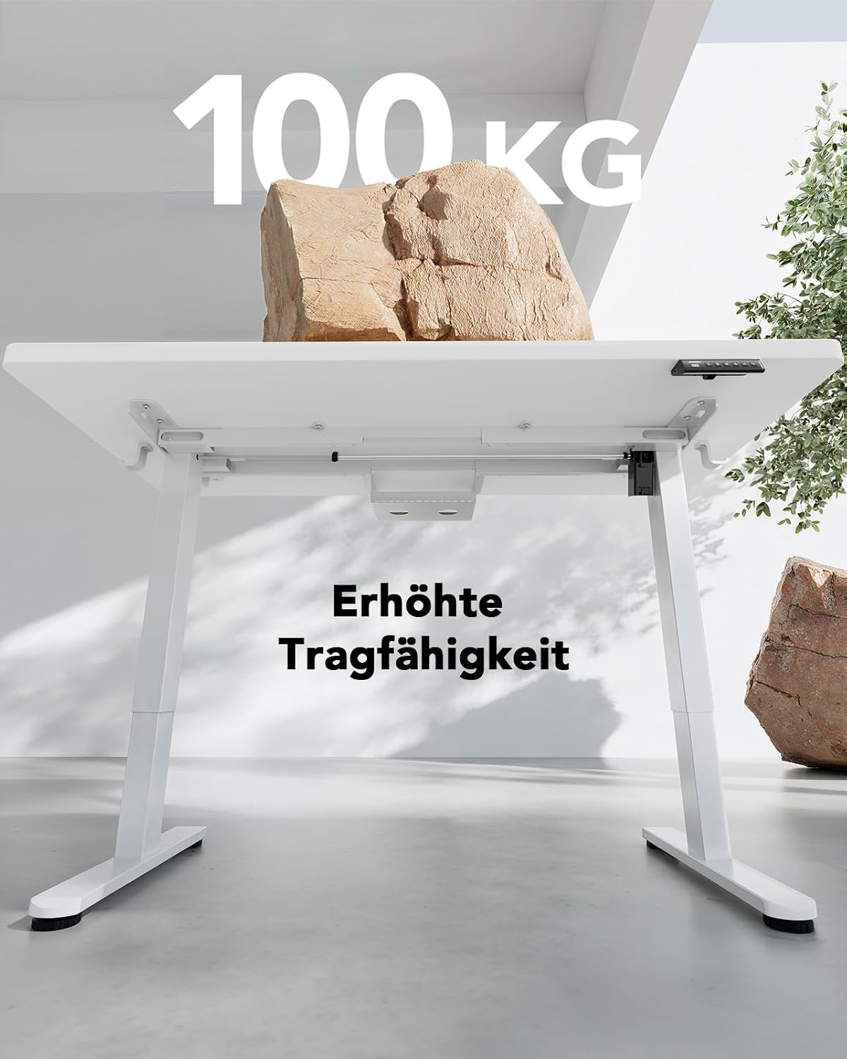 HUANUO Höhenverstellbarer Schreibtisch 140x80cm mit Ganze Tischplatte | Bürstenloser Motor, ergonomisches Stehpult, einfache Montage, für Homeoffice