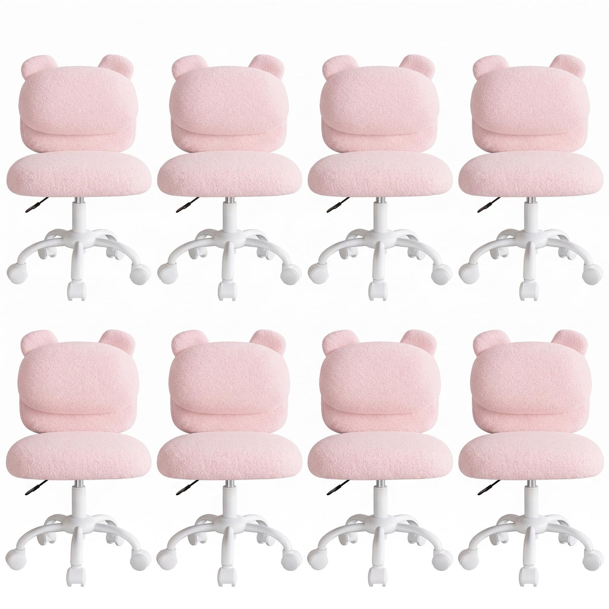 Marsail Teddy Fabric Dressing Chair, Armless Office Chair, Pink