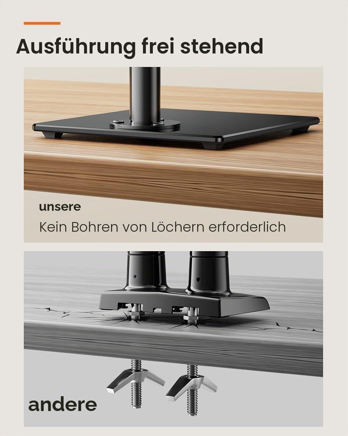 ErGear Monitor Halterung für 13-32 Zoll Plat/Curved Bildschirm, monitor ständer mount mit Gehärteter Glassockel, Monitorständer Höhenverstellbar mit Neigung ±45° Schwenken ±45° Drehen 360° VESA 75/100