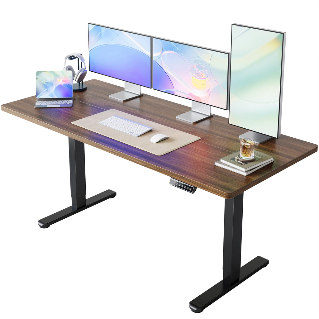 HUANUO 32" Small Electric Standing Desk Adjustable Height, 4 Memory Height Settings, Sit Stand Up Desk for Home Office & Computer Workstation, Black