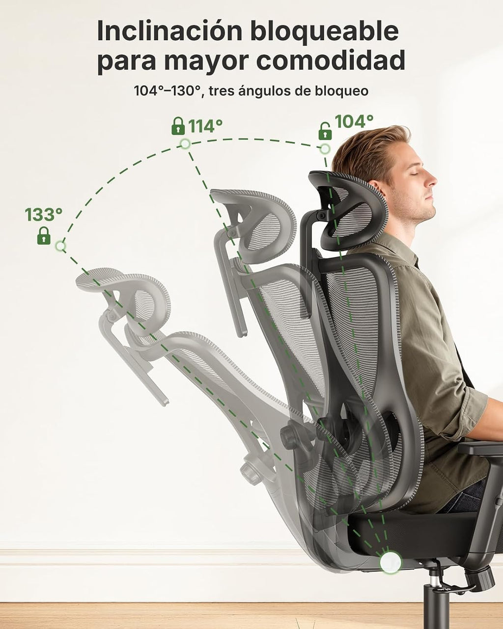 Marsail Desk Chair, 130° Lockable Swivel, Resists 150 kg