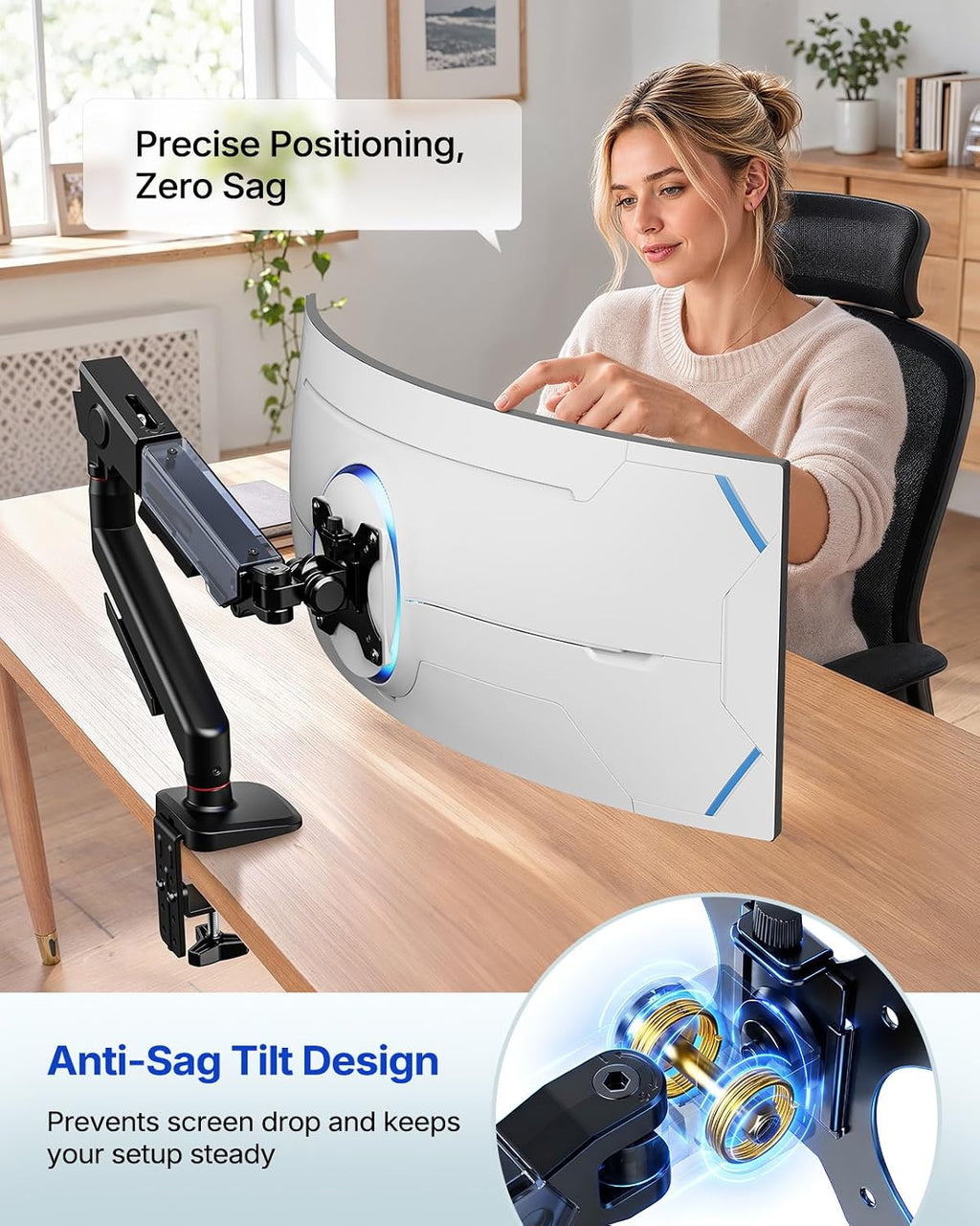 HUANUO Ultrawide Monitor Arm for 13"–49" Screens, Gaming Monitor Mount