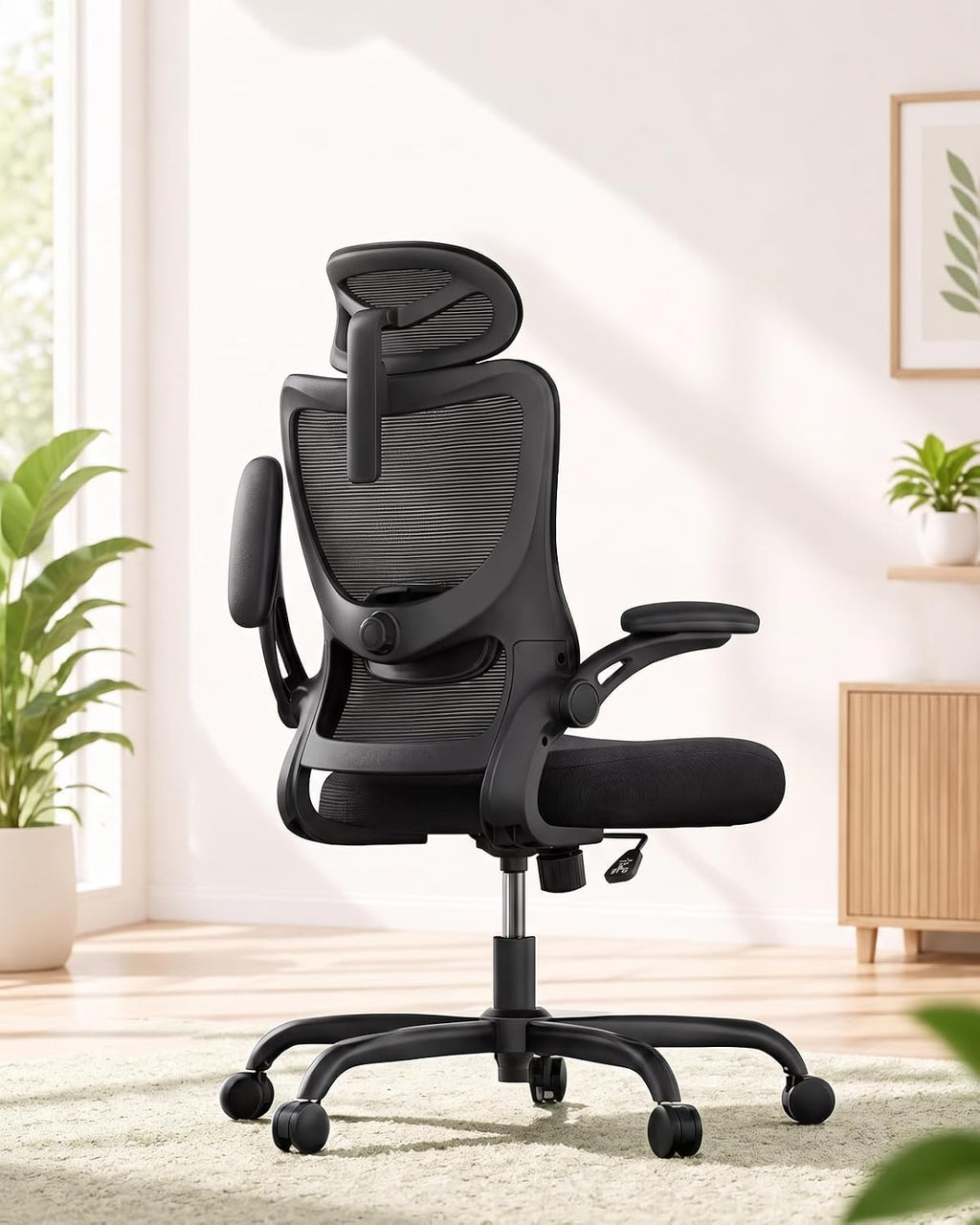 Marsail Ergonomic Office Chair, Home office desk chair With 3D PU armrests