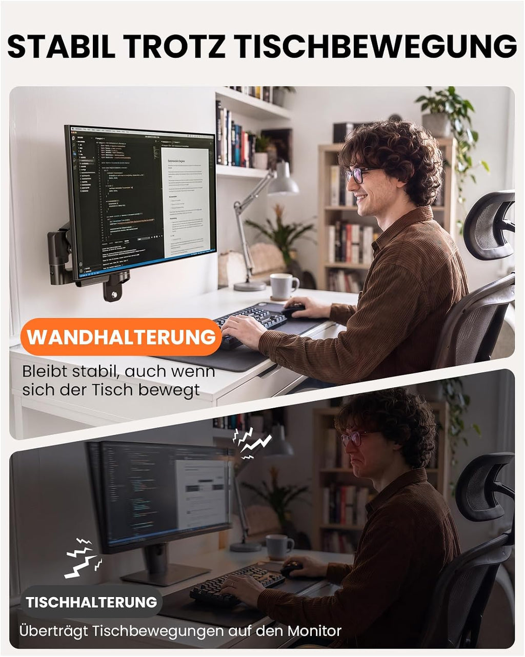 ErGear Monitor Wandhalterung 17-34" 9 kg, neigbar schwenkbar, VESA 75/100