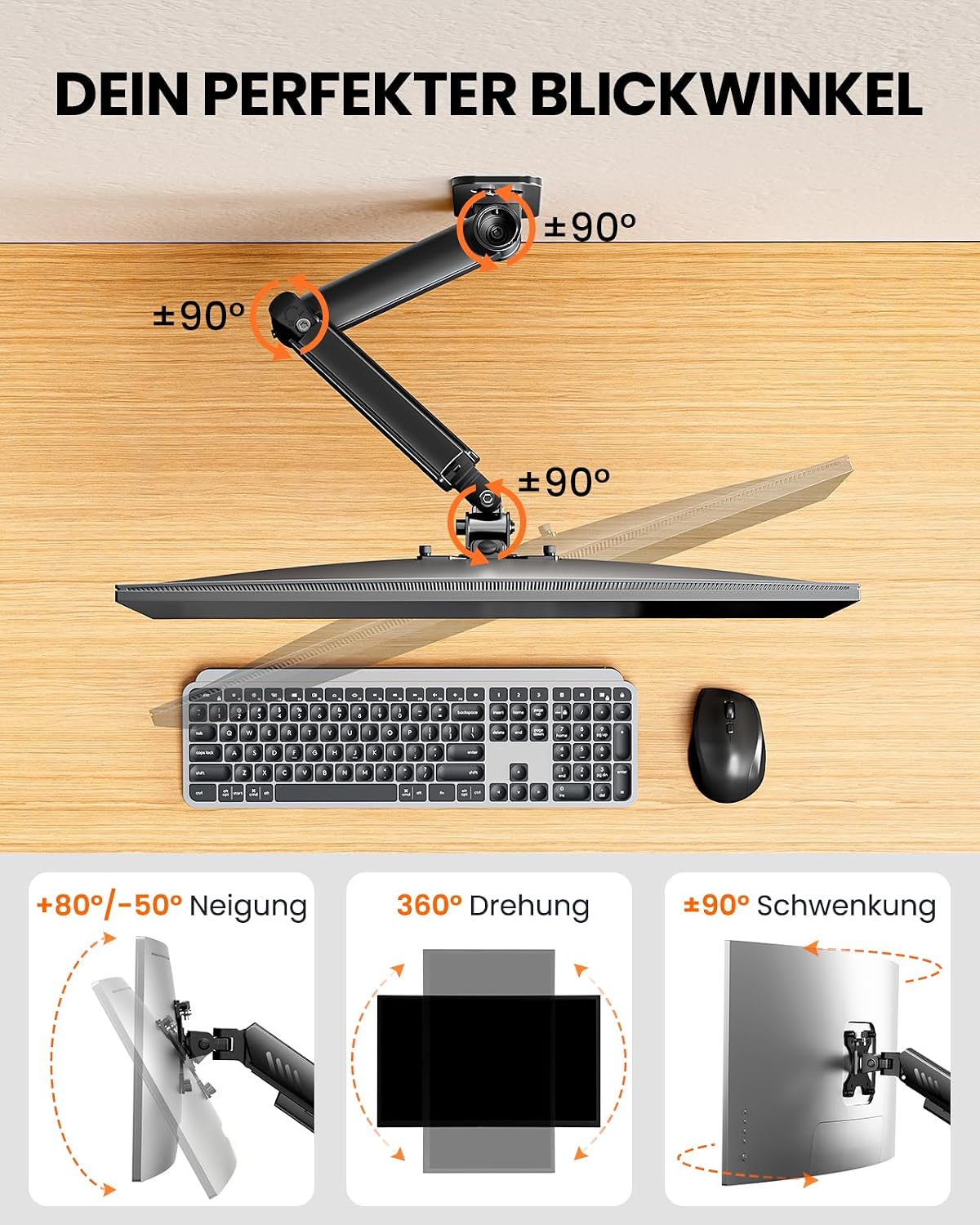 ErGear Monitor Wandhalterung 17-34" 9 kg, neigbar schwenkbar, VESA 75/100