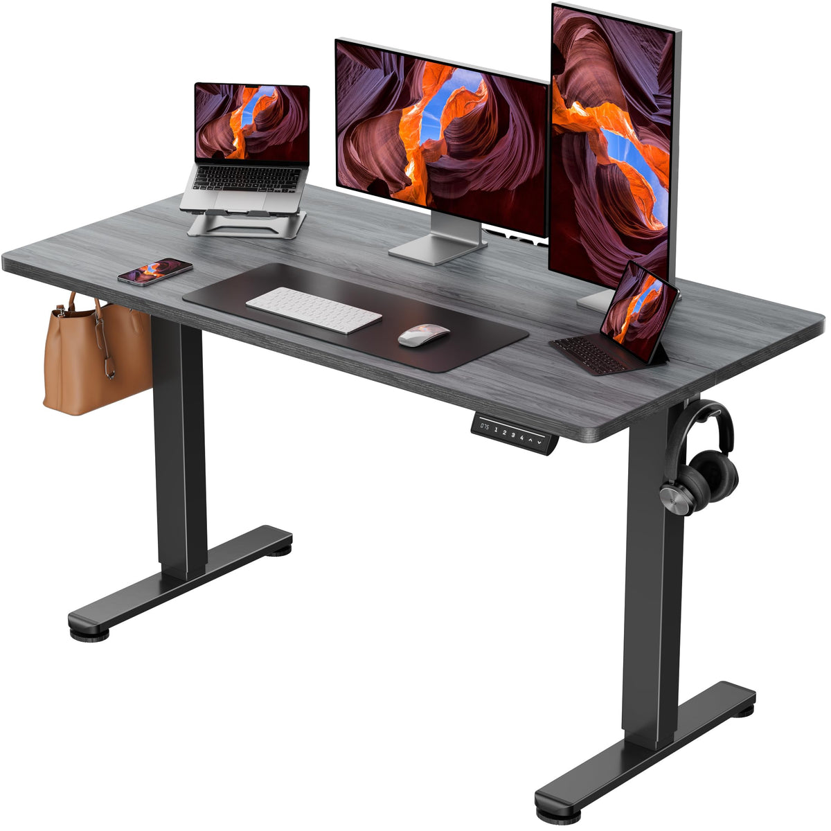 ErGear 48 X 24 Inch Height Adjustable Electric Standing Desk, Black