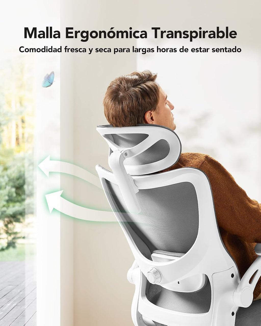 Marsail Ergonomic Desk Chair: Computer Office Chair with Mesh High Back and Adjustable Lumbar Support Swivel Chair for Work with Wheels, 3D Armrest and Headrest