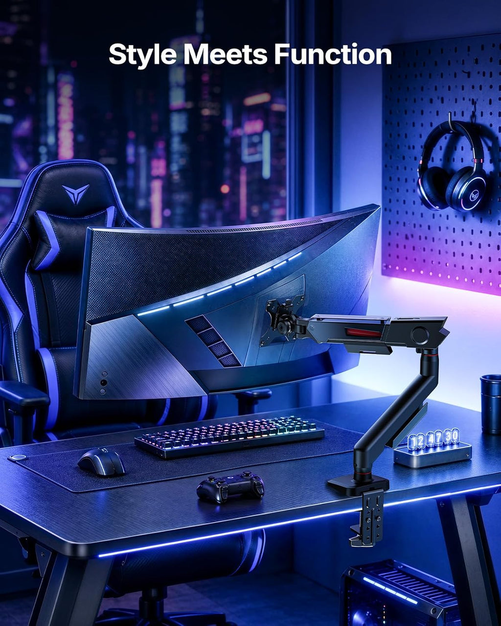 HUANUO Ultrawide Monitor Arm for 13"–49" Screens, Gaming Monitor Mount