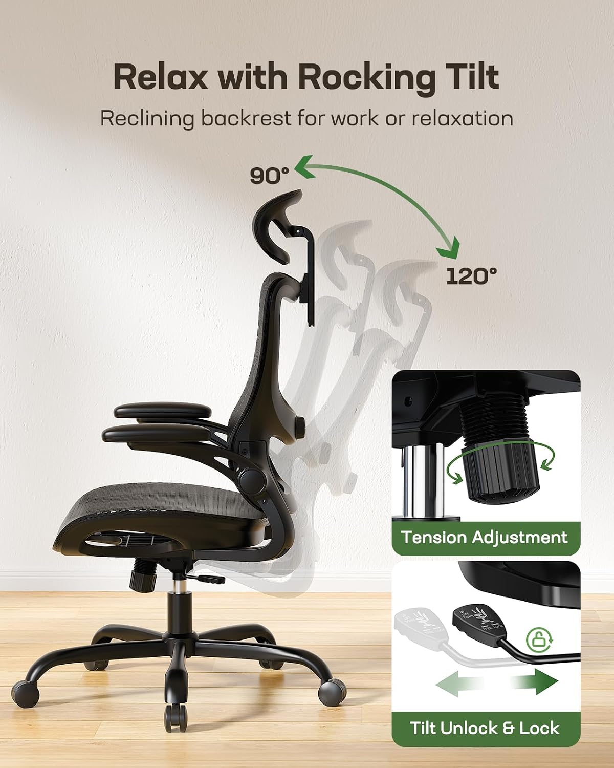Marsail Ergonomic Mesh Office Chair with Adjustable Lumbar Support