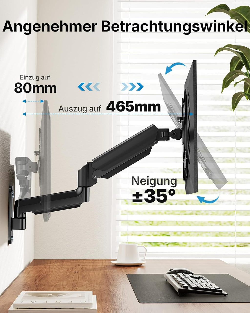 HUANUO Monitor Wandhalterung für 17-35 Zoll, 12kg, VESA 75/100/200mm