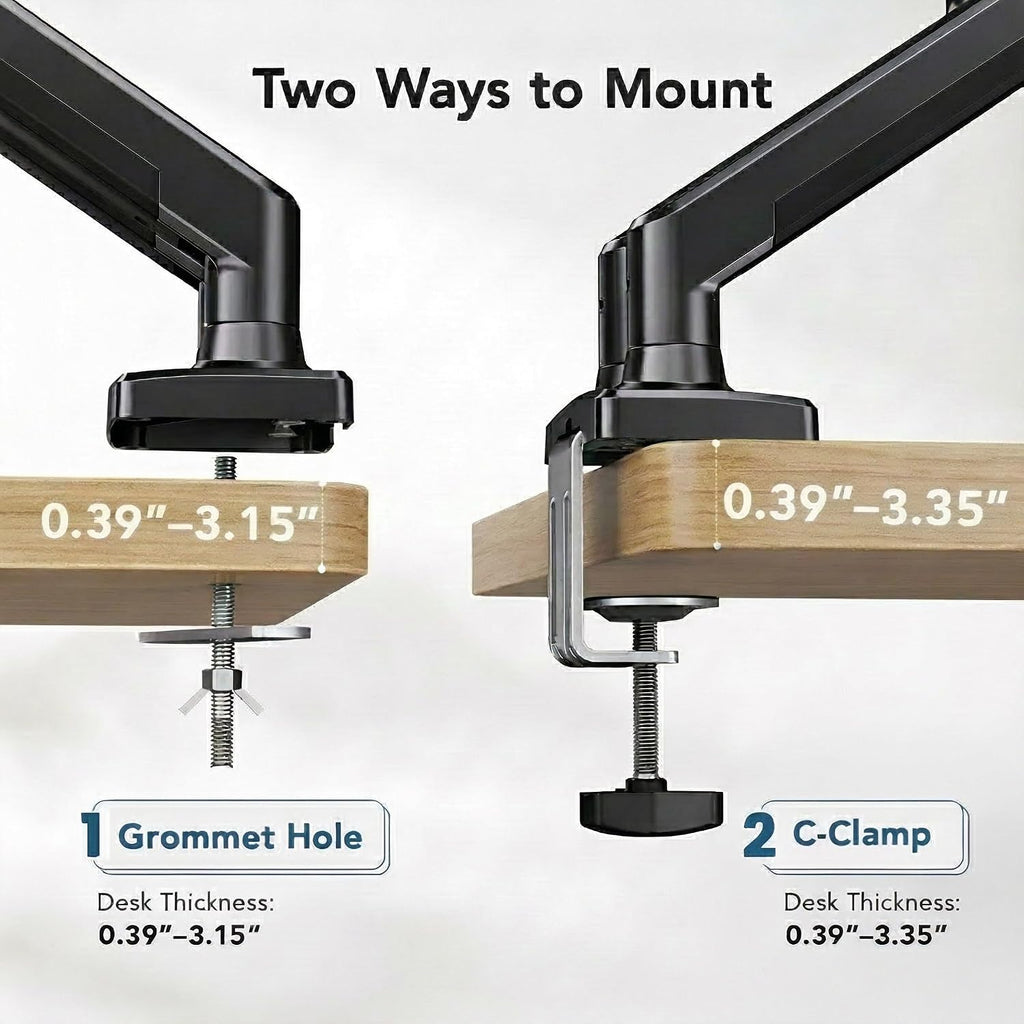 HUANUO Dual Monitor Mount for 2 Monitors up to 30 inches, Each Arm Holds Max 22lbs, Dual Monitor Stand with Advanced System, Height-Adjustable/Tilt/Swivel/Rotate, VESA Standard 75mm or 100mm