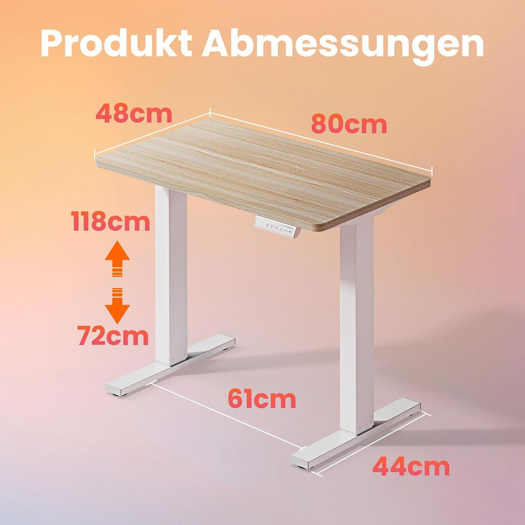 HUANUO höhenverstellbarer Schreibtisch 80x48cm mit 4 Memory-Steuerung