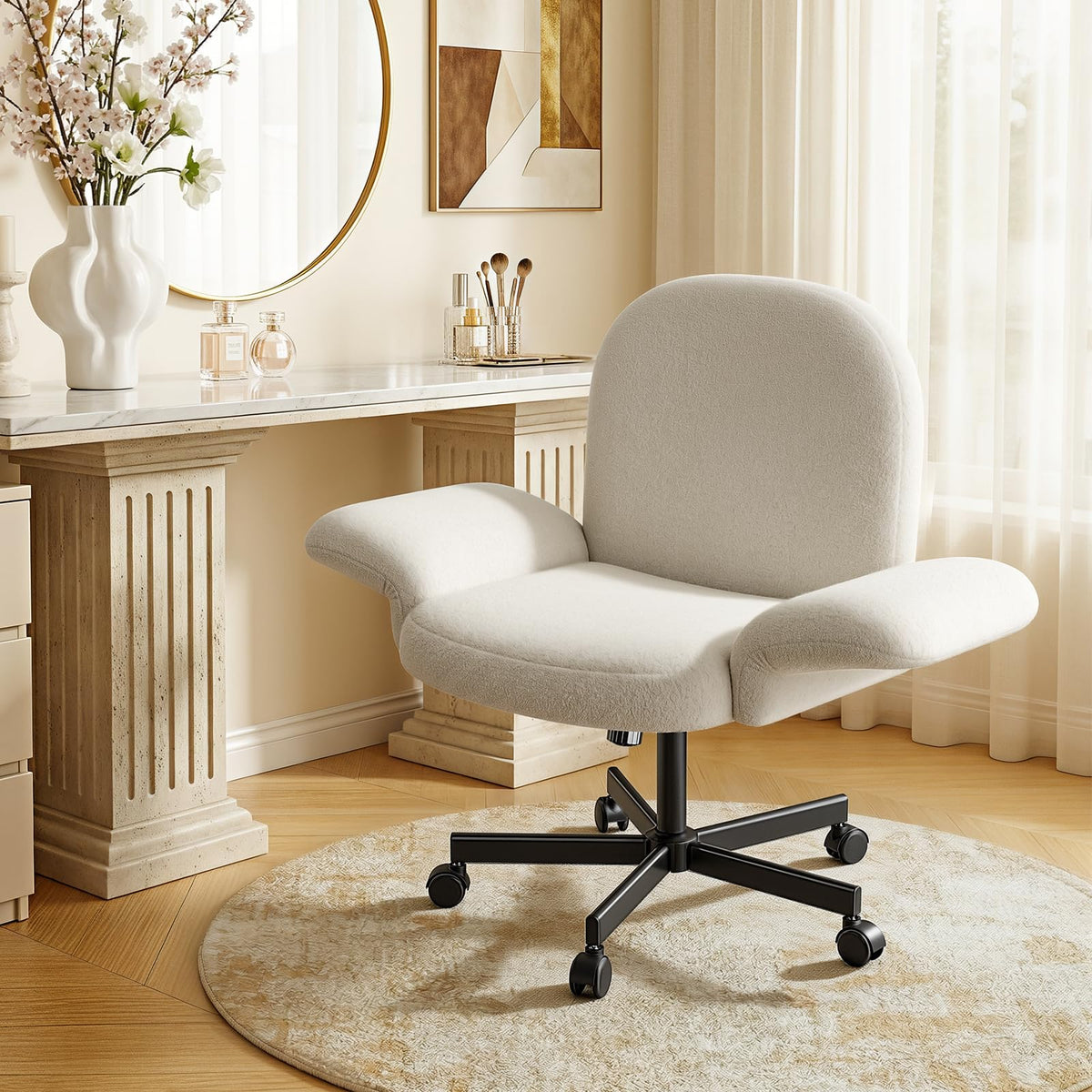 Marsail Dressing Table, Reg Arms 180°, Reclining Backrest 105°, White