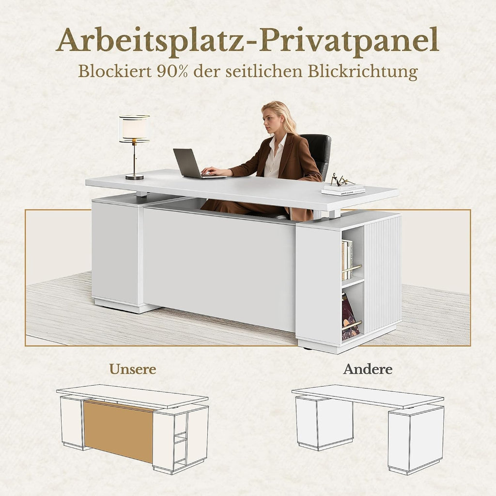 HUANUO Elektrisch höhenverstellbarer Schreibtisch 178 × 76 cm mit Stauraum