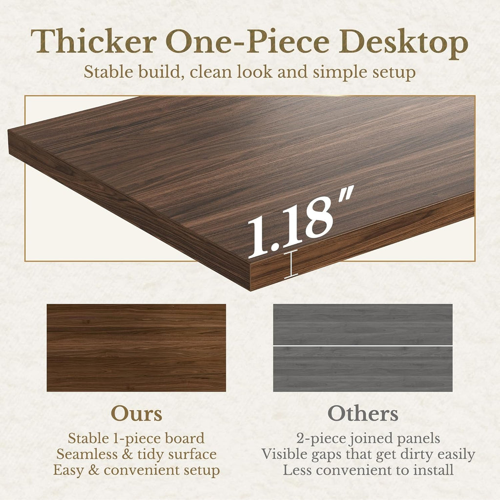 67 Inch L Shaped Executive Standing Desk with Storage Drawers | Electric Adjustable Height Desk with 2 File Cabinet, AC/USB, Fluted Sit Stand Corner Desk, 1.18" Desktop, Black Walnut