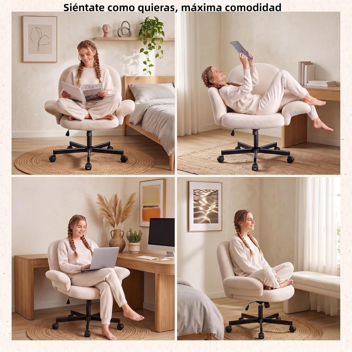 Marsail Dressing Table, Reg Arms 180°, Reclining Backrest 105°, White
