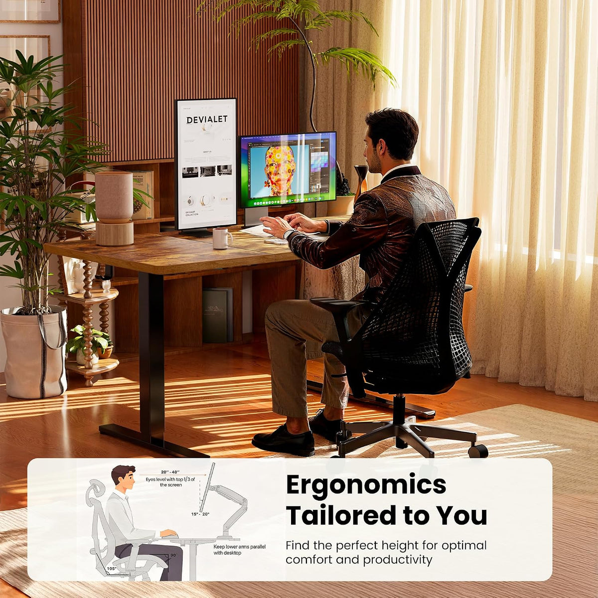 ErGear Electric Standing Desk 120 x 60cm 4 Memory with Splice Board