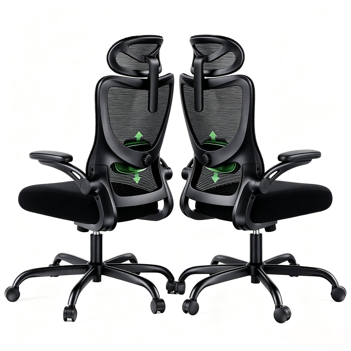 Marsail Ergonomic Desk Chair: Computer Office Chair with Mesh High Back and Adjustable Lumbar Support Swivel Chair for Work with Wheels, 3D Armrest and Headrest