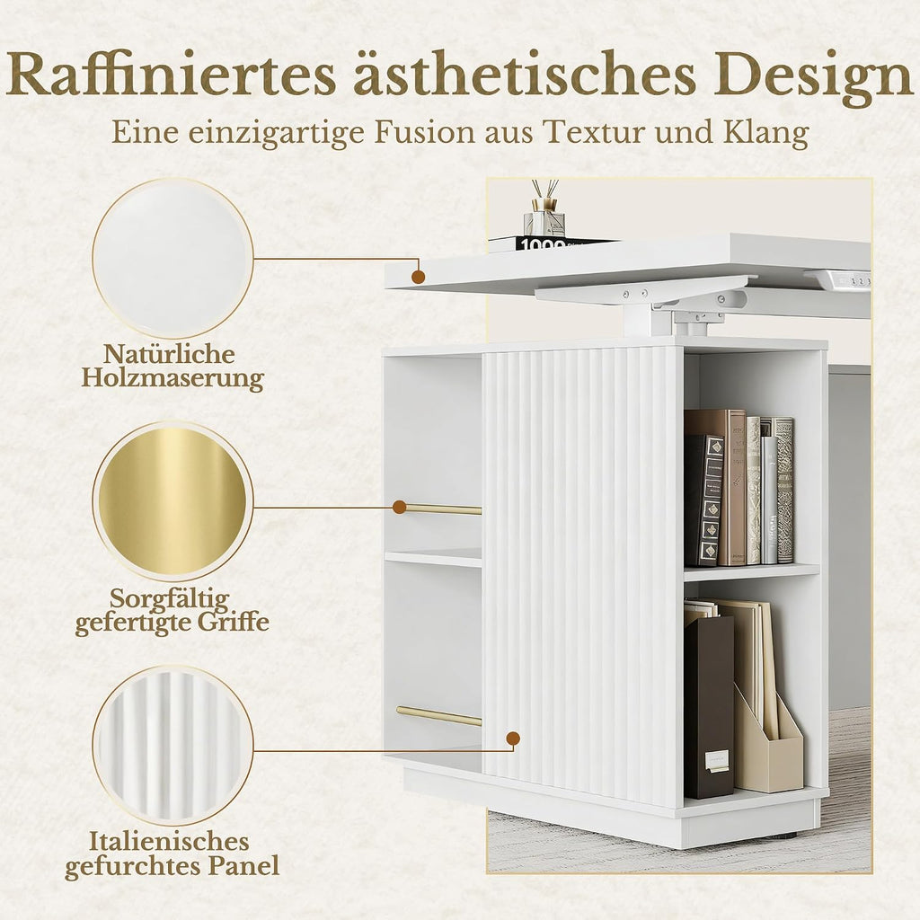 HUANUO Elektrisch höhenverstellbarer Schreibtisch 178 × 76 cm mit Stauraum