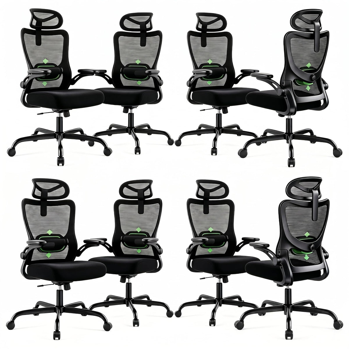 Marsail Ergonomic Desk Chair: Computer Office Chair with Mesh High Back and Adjustable Lumbar Support Swivel Chair for Work with Wheels, 3D Armrest and Headrest