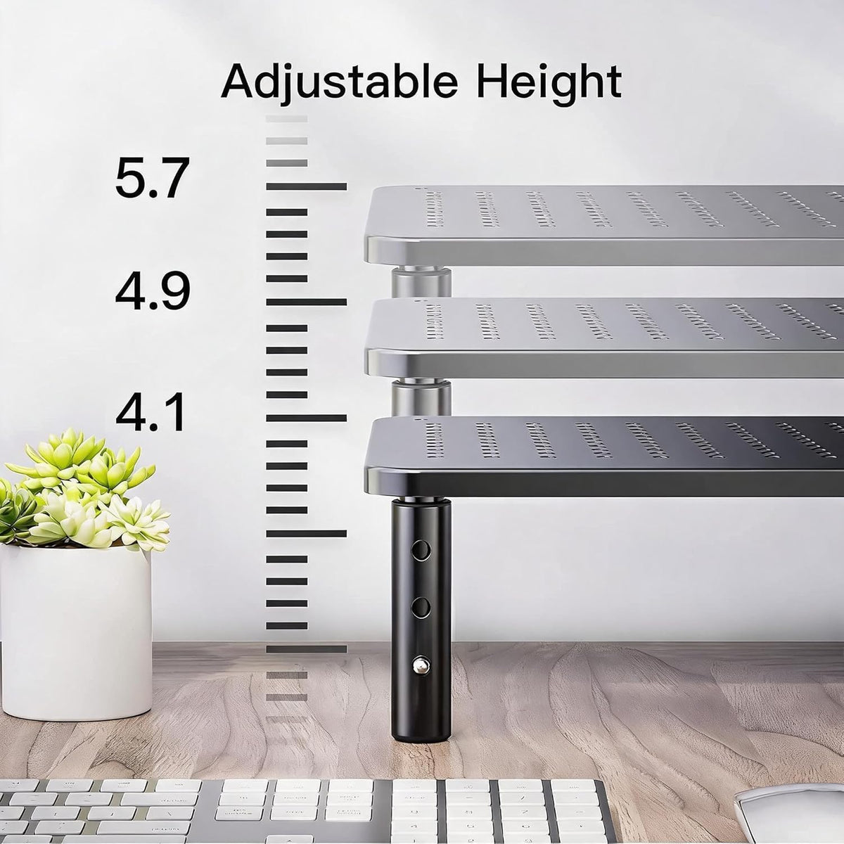 HUANUO Computer Monitor Stand for Desk, Adjustable Laptop Riser, 2 Pack
