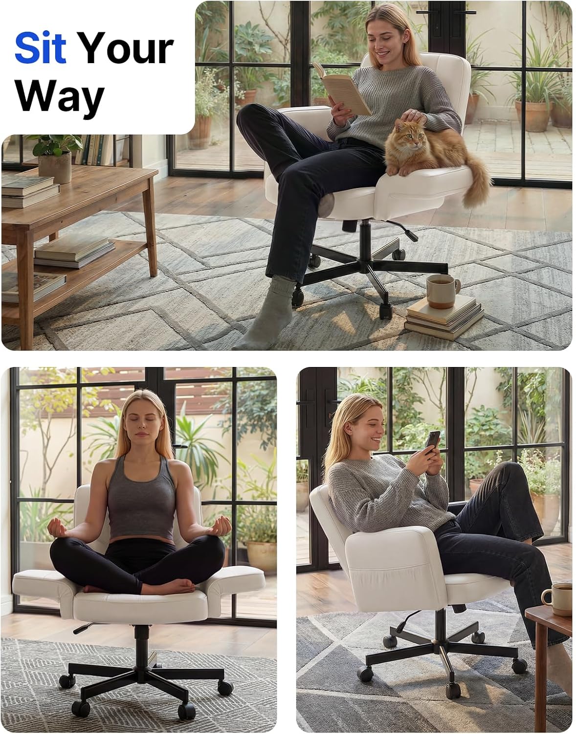 HUANUO Criss Cross Chair with Adjustable Armrests