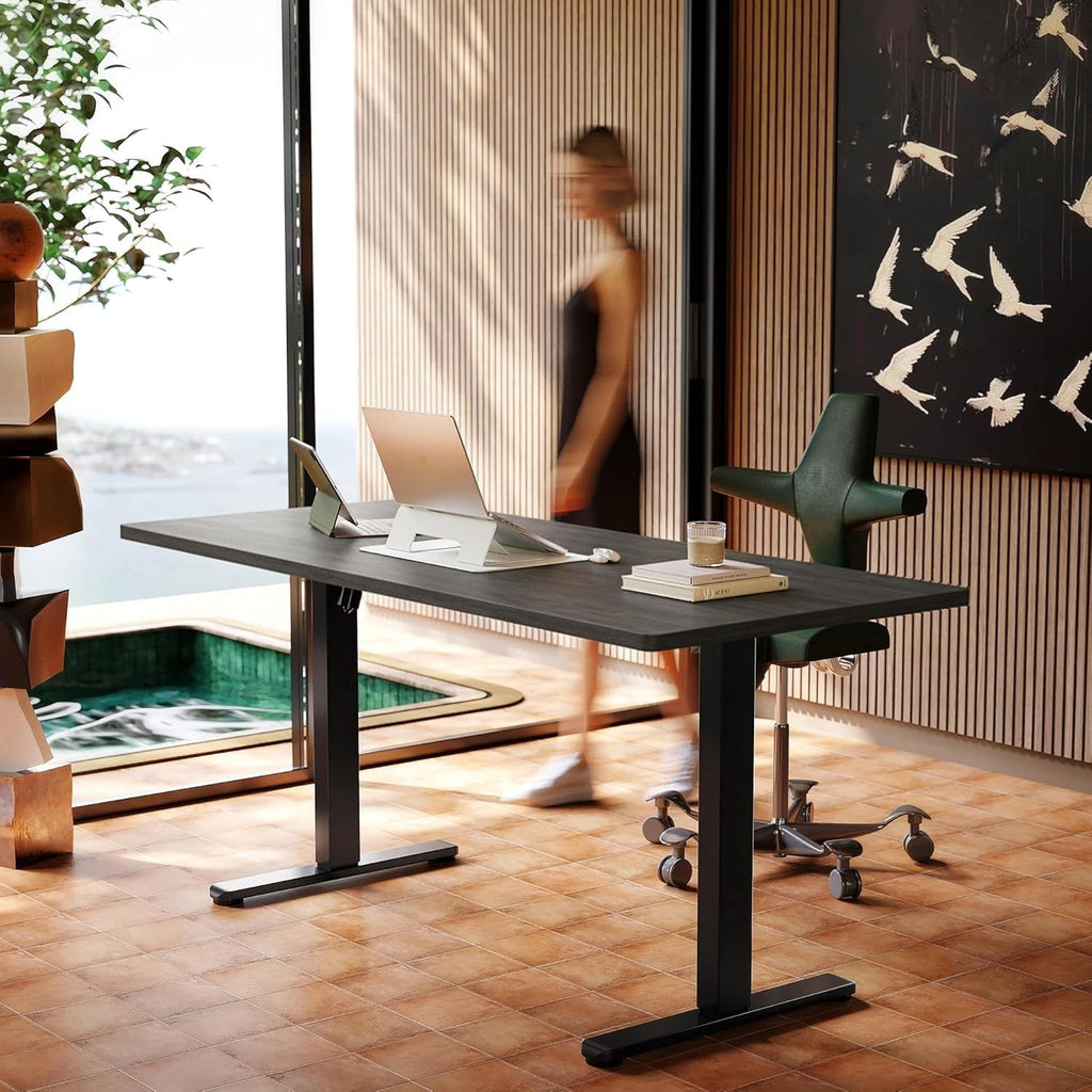 HUANUO 32" Small Electric Standing Desk Adjustable Height, 4 Memory Height Settings, Sit Stand Up Desk for Home Office & Computer Workstation, Black