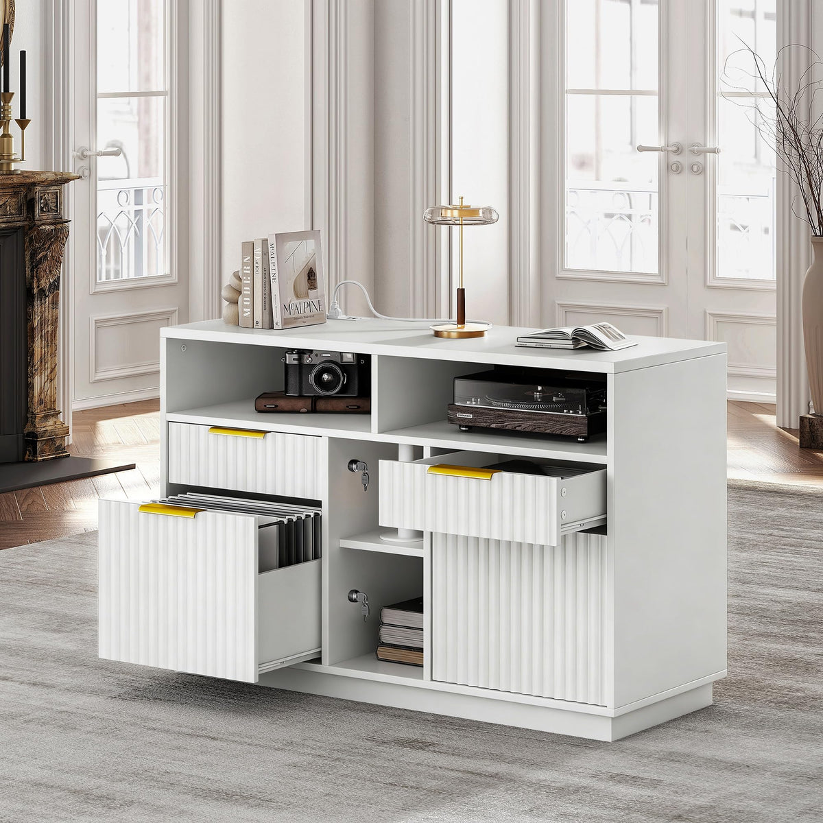 HUANUO 178×76cm Electric Standing Desk with Storage for Home Office