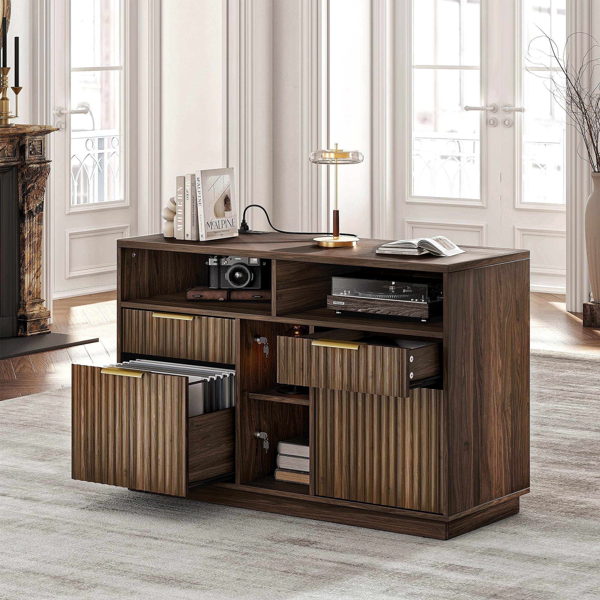 HUANUO 178×76cm Electric Standing Desk with Storage for Home Office
