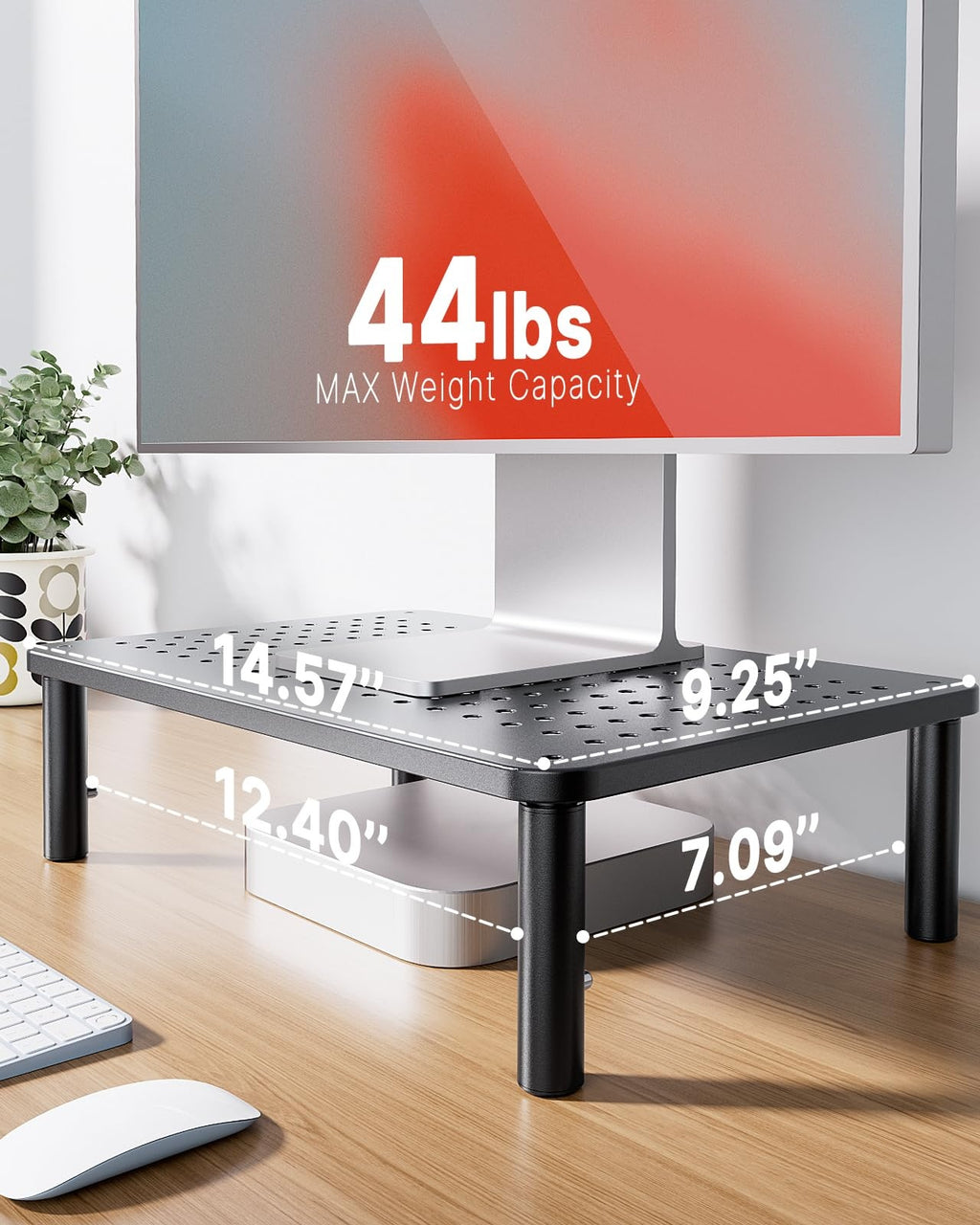 HUANUO Monitor Stand, Monitor Stand Riser 3 Height Adjustable, Monitor Riser with Airflow Vents, Laptop Stand for Desk, Laptop Riser, Desk Organizer for Monitor, Laptop, PC, Printer