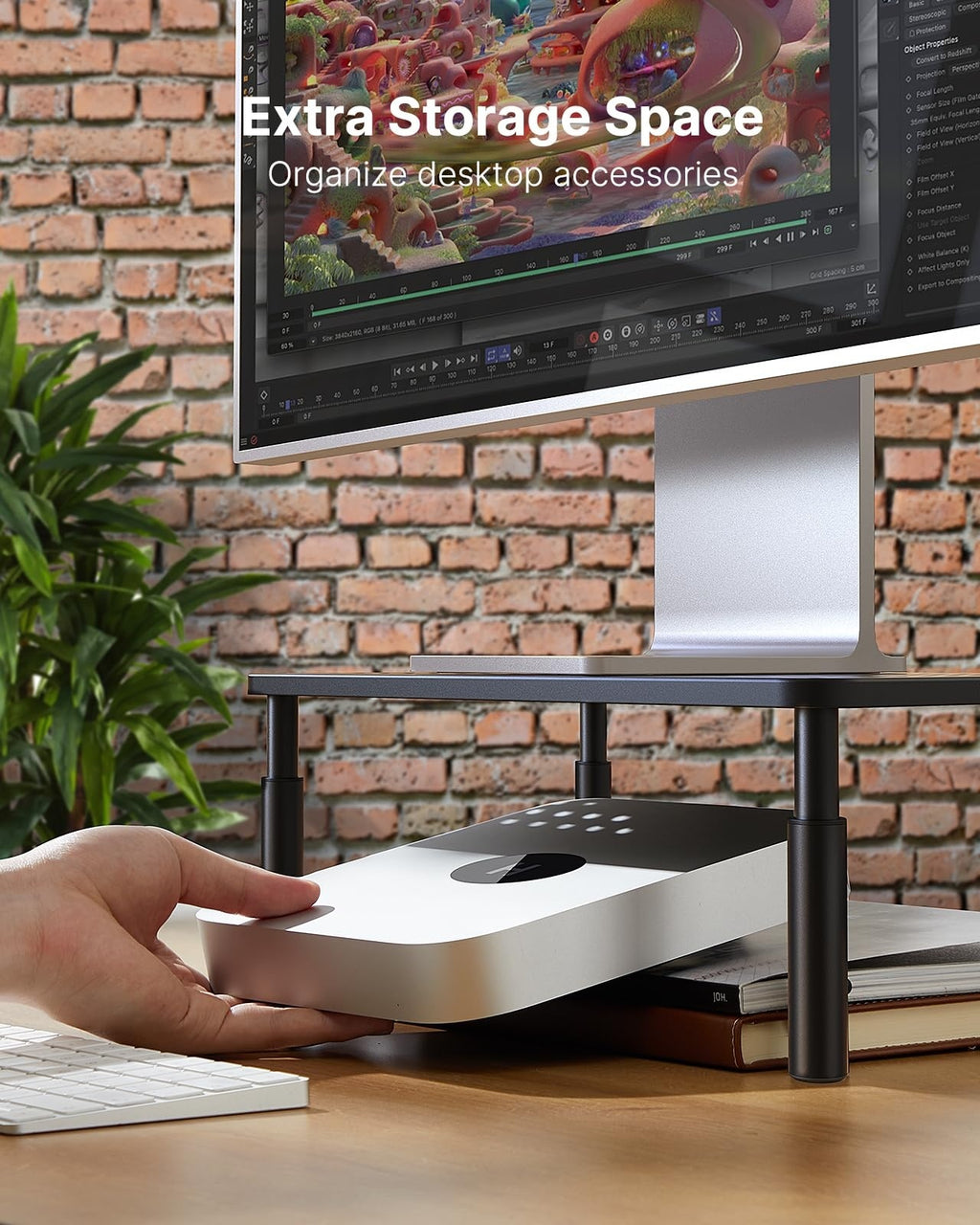 HUANUO Monitor Stand, Monitor Stand Riser 3 Height Adjustable, Monitor Riser with Airflow Vents, Laptop Stand for Desk, Laptop Riser, Desk Organizer for Monitor, Laptop, PC, Printer