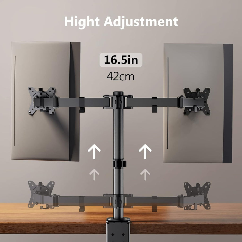 ErGear Dual Monitor Stand, Heavy Duty Adjustable Monitor Desk Mount for 2 Screens up to 32 Inches, Fully Adjustable Height, Tilt, Swivel, Rotate, Supports 17.6 lbs per Monitor Arm, Easy Installation - 13" - 32"