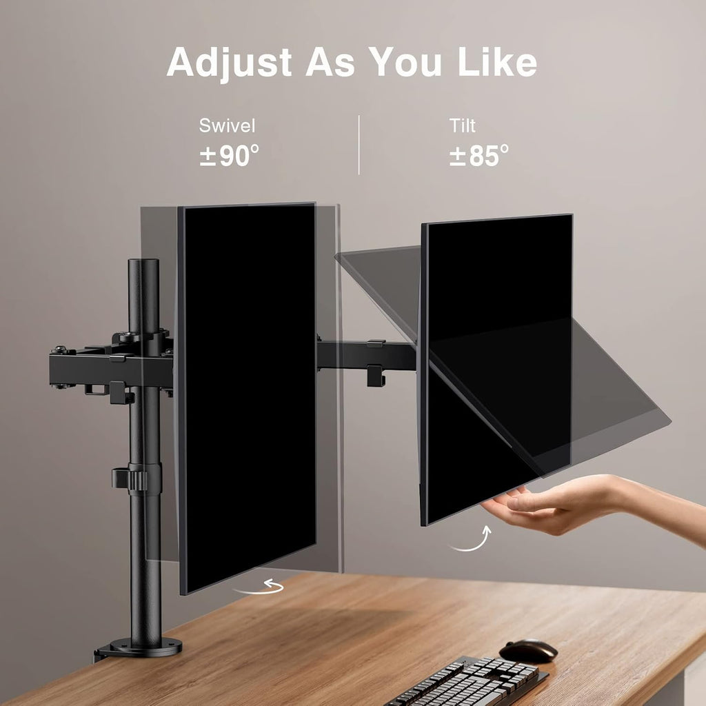 ErGear Dual Monitor Stand, Heavy Duty Adjustable Monitor Desk Mount for 2 Screens up to 32 Inches, Fully Adjustable Height, Tilt, Swivel, Rotate, Supports 17.6 lbs per Monitor Arm, Easy Installation - 13" - 32"