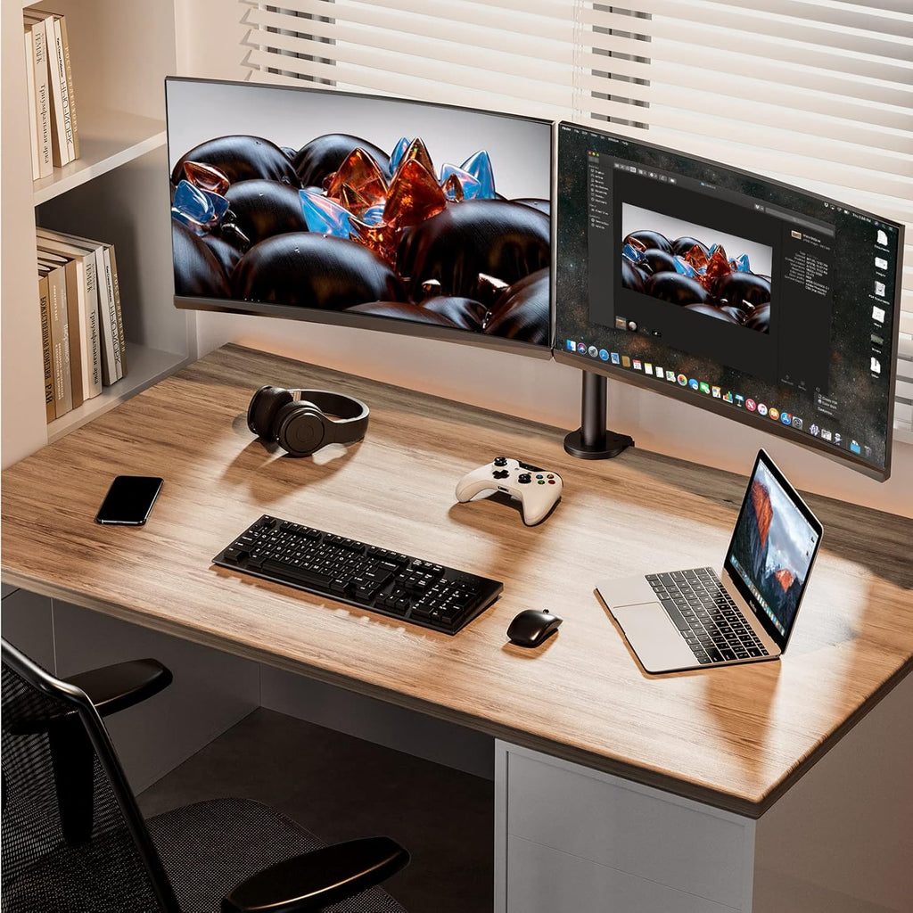 ErGear Dual Monitor Stand, Heavy Duty Adjustable Monitor Desk Mount for 2 Screens up to 32 Inches, Fully Adjustable Height, Tilt, Swivel, Rotate, Supports 17.6 lbs per Monitor Arm, Easy Installation - 13" - 32"