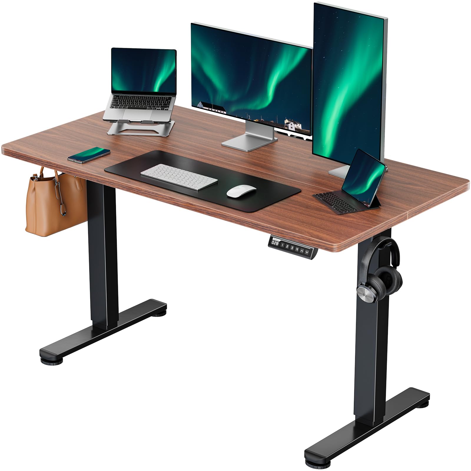 ErGear Electric Standing Desk, 48‘’x24‘’ Height Adjustable Sit Stand up Desk, 4 Memory Computer Home Office Desk Standing Table with Splice Board (Black) -