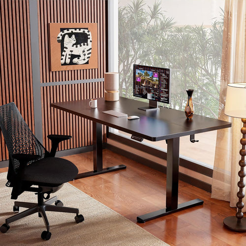 ErGear Electric Standing Desk, 48‘’x24‘’ Height Adjustable Sit Stand up Desk, 4 Memory Computer Home Office Desk Standing Table with Splice Board (Black) -