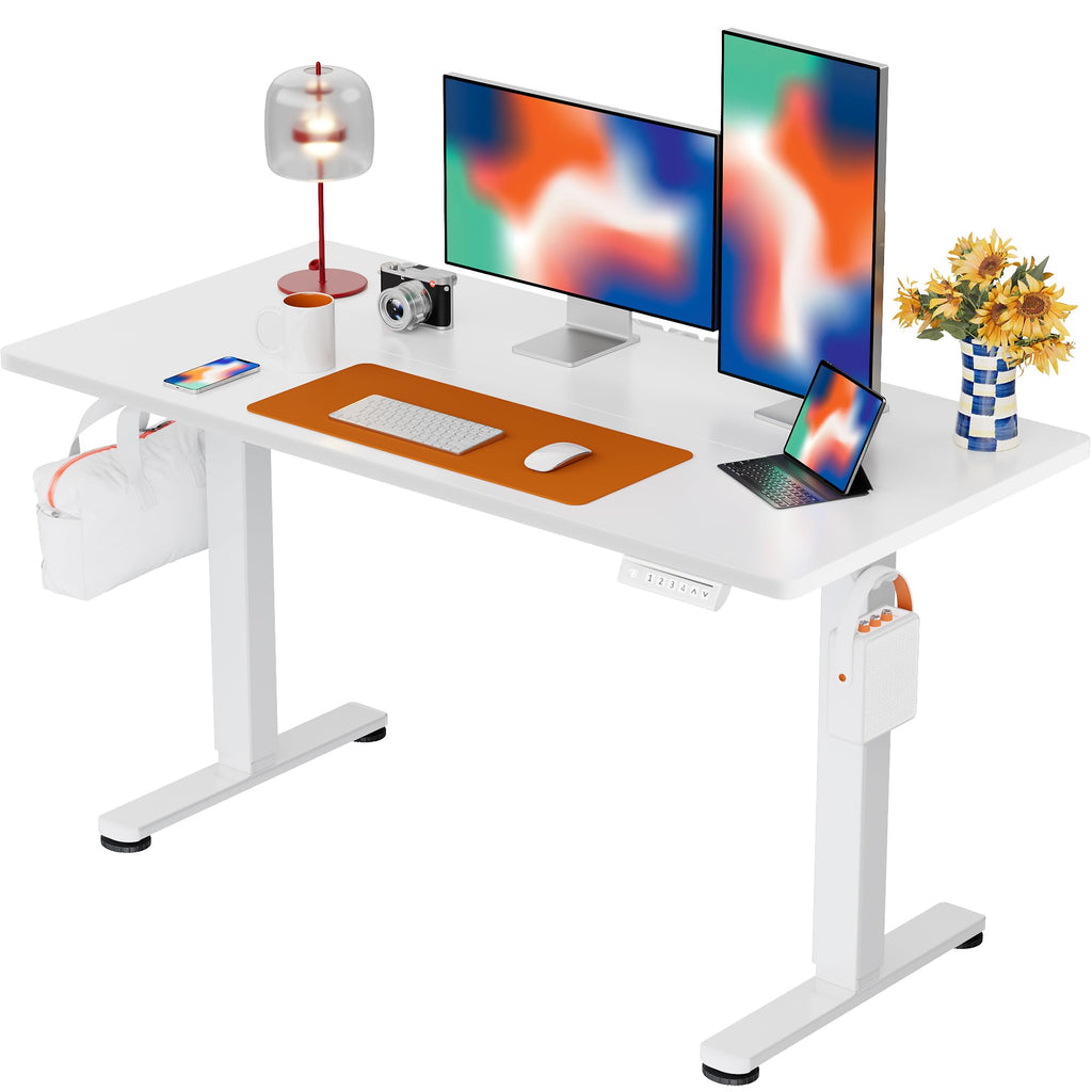 ErGear Electric Standing Desk, 48‘’x24‘’ Height Adjustable Sit Stand up Desk, 4 Memory Computer Home Office Desk Standing Table with Splice Board (Black) -