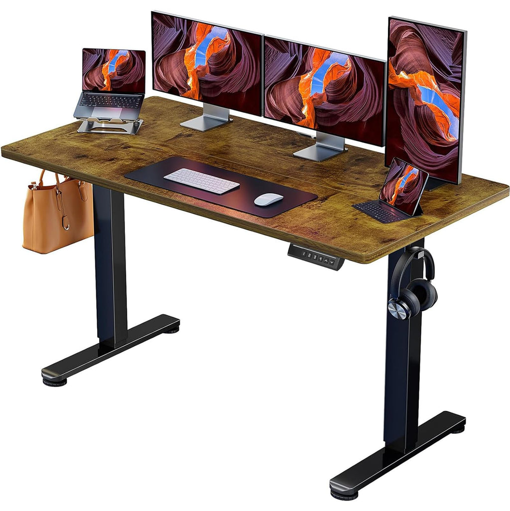 ErGear Electric Standing Desk, 48‘’x24‘’ Height Adjustable Sit Stand up Desk, 4 Memory Computer Home Office Desk Standing Table with Splice Board (Black) -