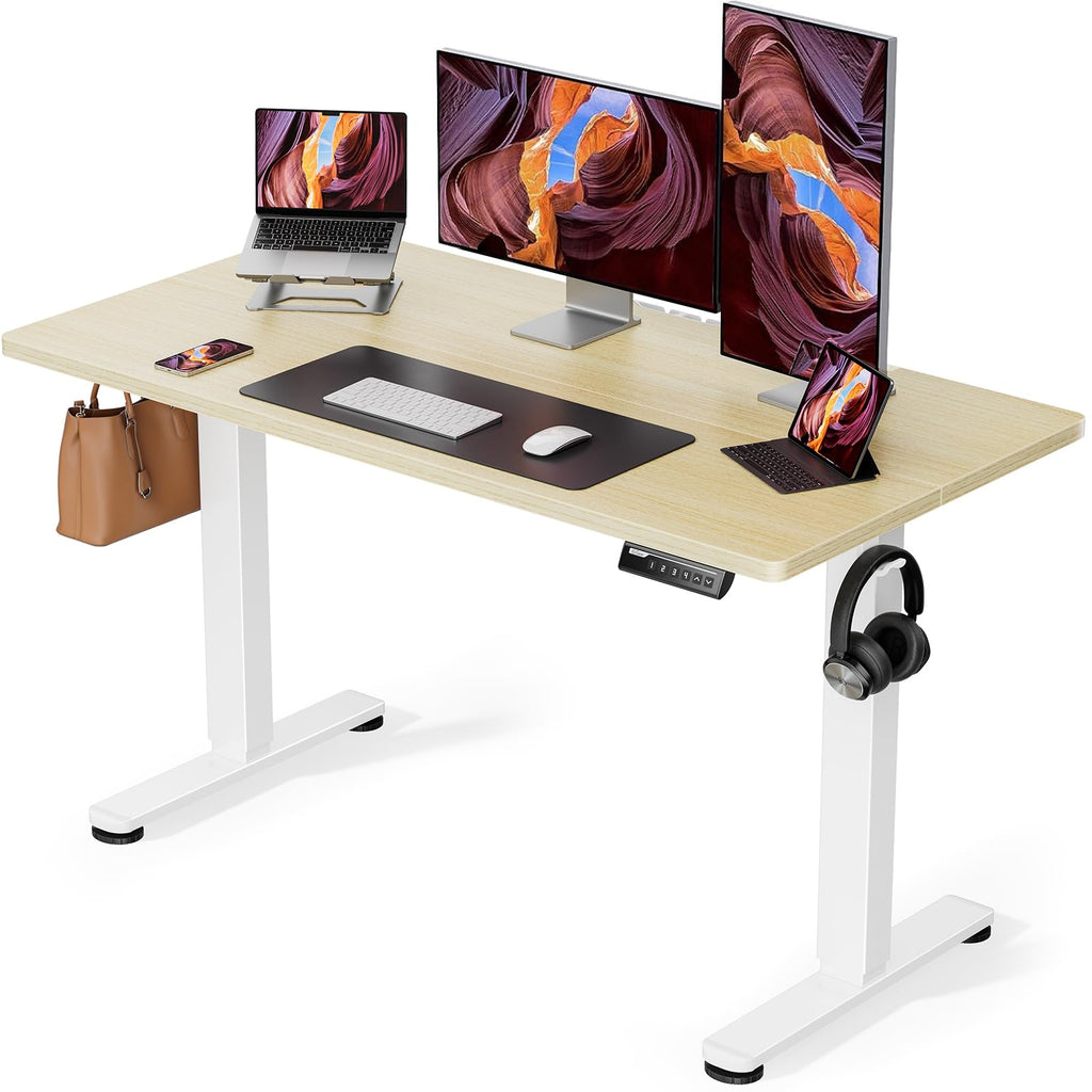 ErGear Electric Standing Desk, 48‘’x24‘’ Height Adjustable Sit Stand up Desk, 4 Memory Computer Home Office Desk Standing Table with Splice Board (Black) -