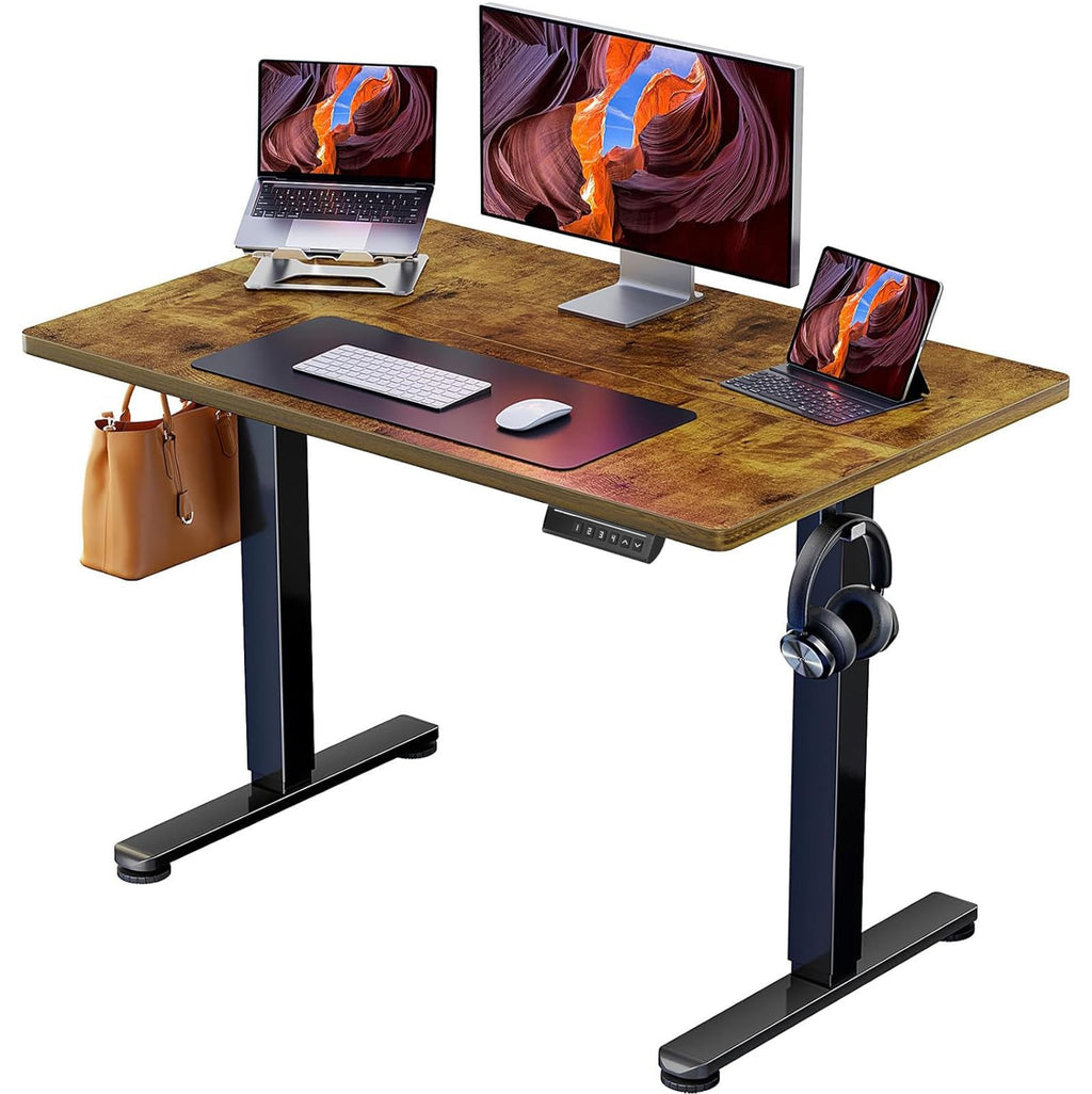 ErGear Electric Standing Desk, 48‘’x24‘’ Height Adjustable Sit Stand up Desk, 4 Memory Computer Home Office Desk Standing Table with Splice Board (Black) -