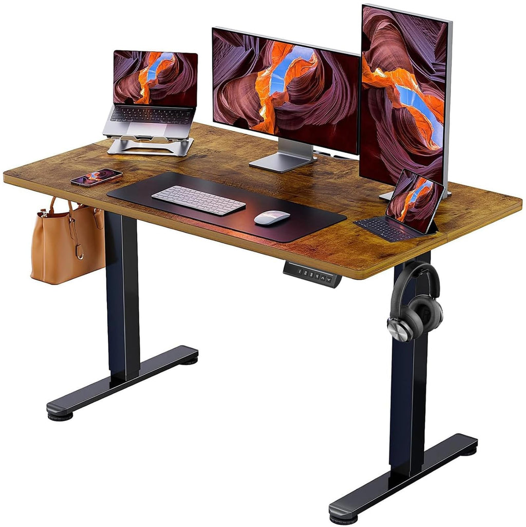 ErGear Electric Standing Desk, 48‘’x24‘’ Height Adjustable Sit Stand up Desk, 4 Memory Computer Home Office Desk Standing Table with Splice Board (Black) -